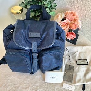 New - Gucci Blue Nylon Backpack